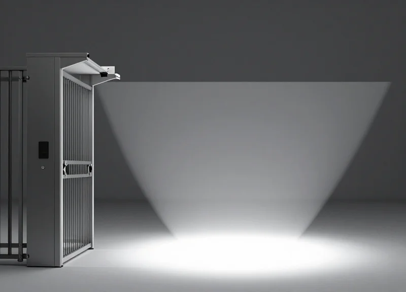 Side-by-side conceptual comparison of detection zones between traditional security pedestals and modern invisible overhead systems.