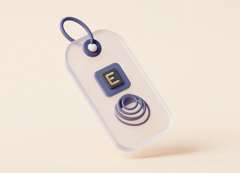 3D isometric deconstruction of a hybrid RFID-EAS security tag showing internal components