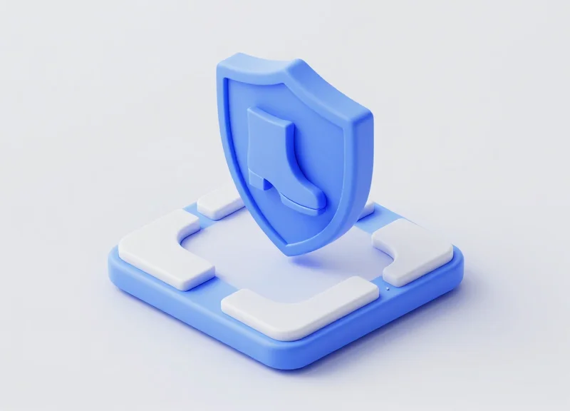 Isometric 3D model representing the workflow of efficient retail security protection.
