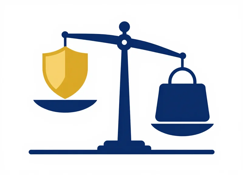 Minimalist vector illustration showing a balance between a security tag and a protected luxury asset, symbolizing ROI.