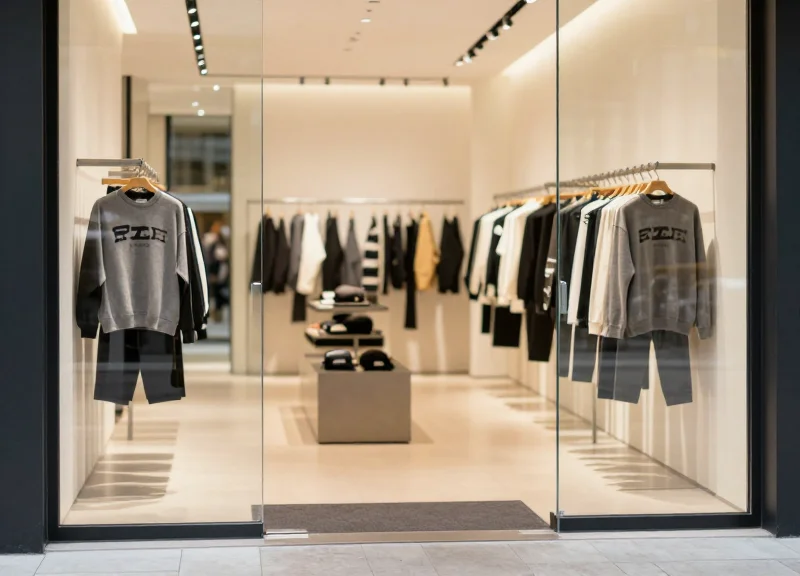 Interior of a luxury store featuring minimalist and discreet security gate pedestals.