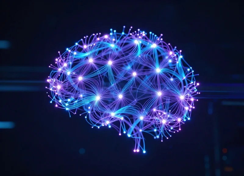 Abstract digital nodes and AI data streams monitoring a retail environment