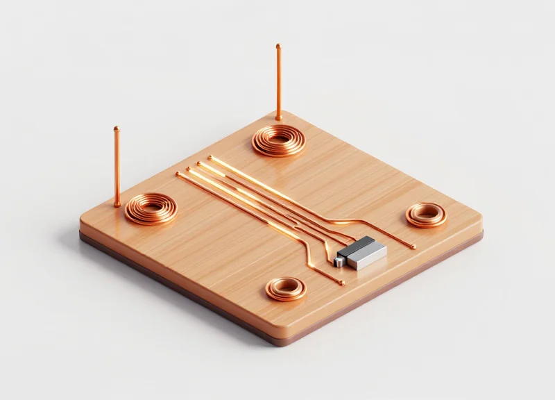 A 3D cutaway showing security antenna components embedded beneath a store floor.