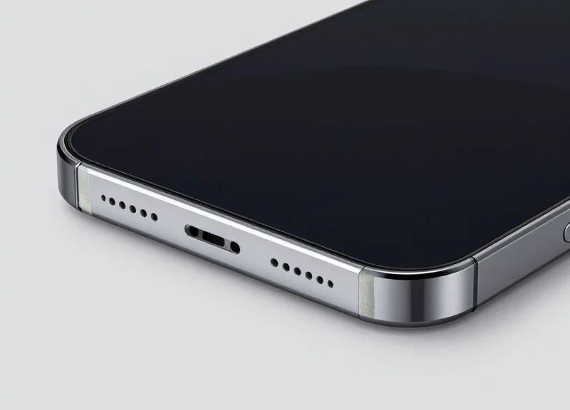 A modern smartphone with a thin, residue-free security label applied to the back.