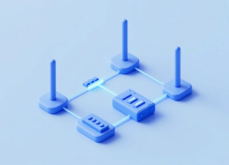 Isometric view of sensing system hardware components including antennas and control units.
