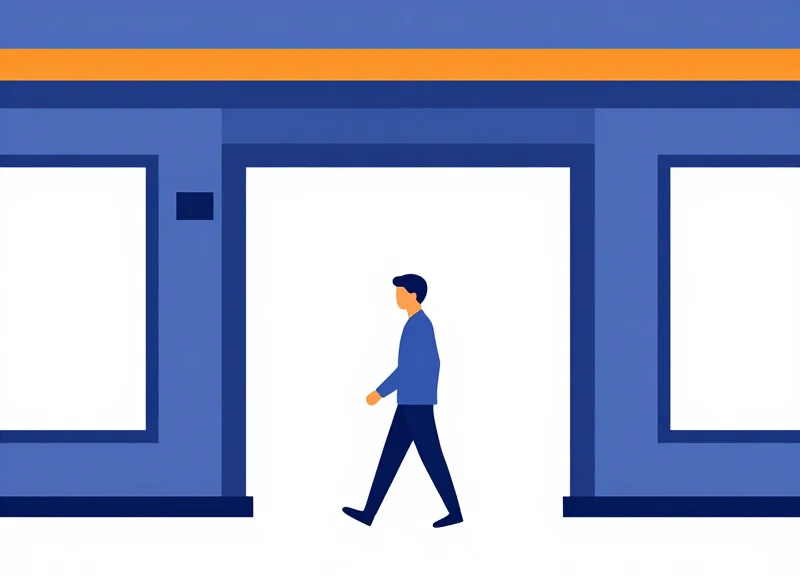 A flat vector illustration showing a security pillar blending seamlessly into a modern luxury shop design.