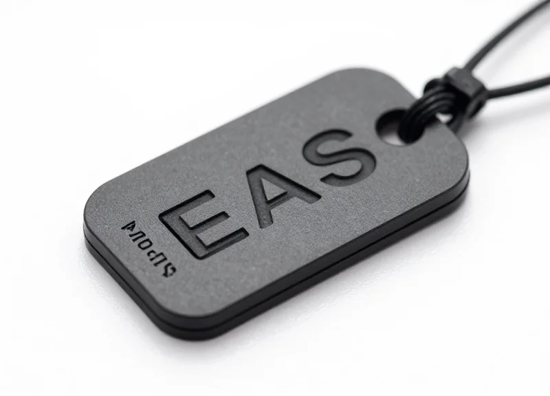 Close-up shot of a tiny, ultra-compact EAS security tag on a white background