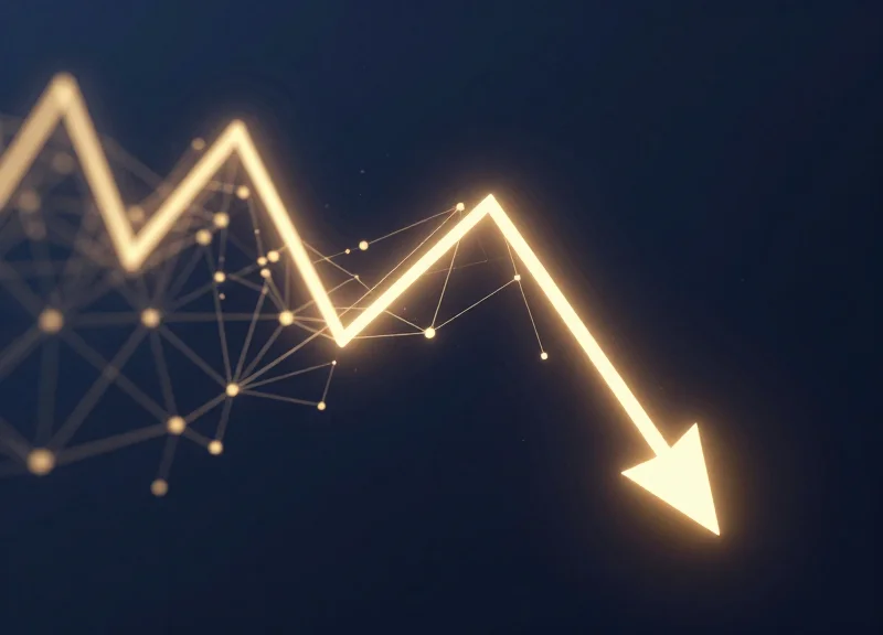 Abstract digital visualization of a downward trending data path representing the reduction of retail shrinkage.