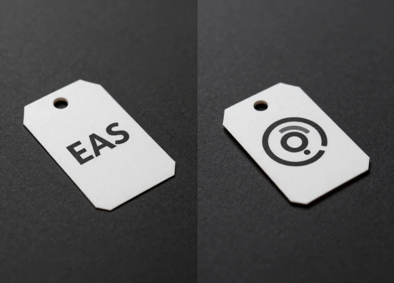 Side by side comparison of EAS and RFID bottle security tags