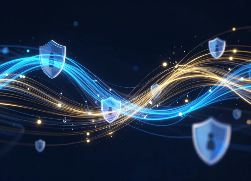 Abstract visualization of secure data flow and encryption protocols.