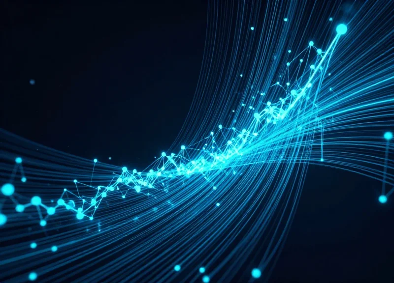 Abstract visualization of rapid 2-second data detection using glowing light trails.