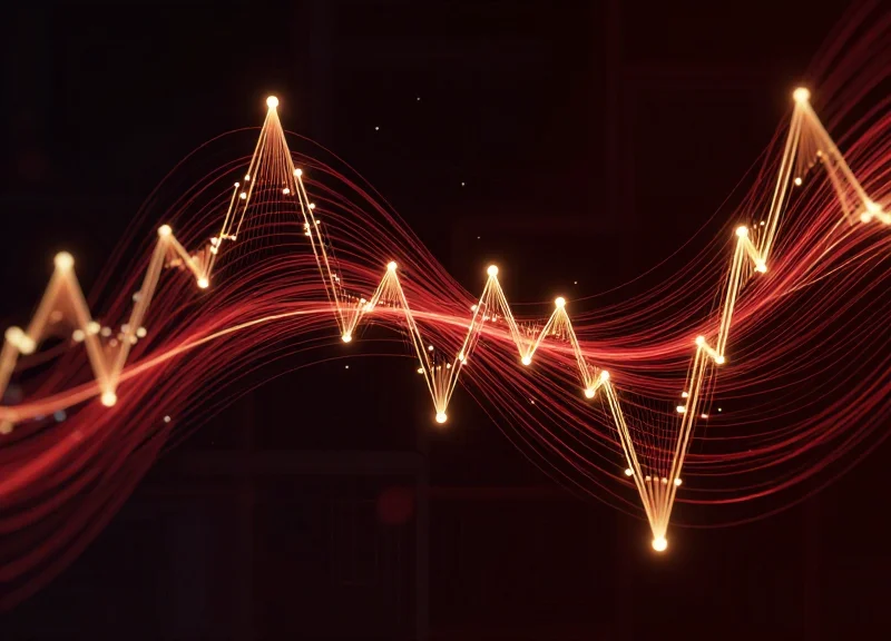 Abstract digital visualization representing financial impact and inventory loss with glowing data streams.