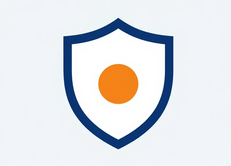 A flat vector illustration representing a secure system with a shield and geometric lines