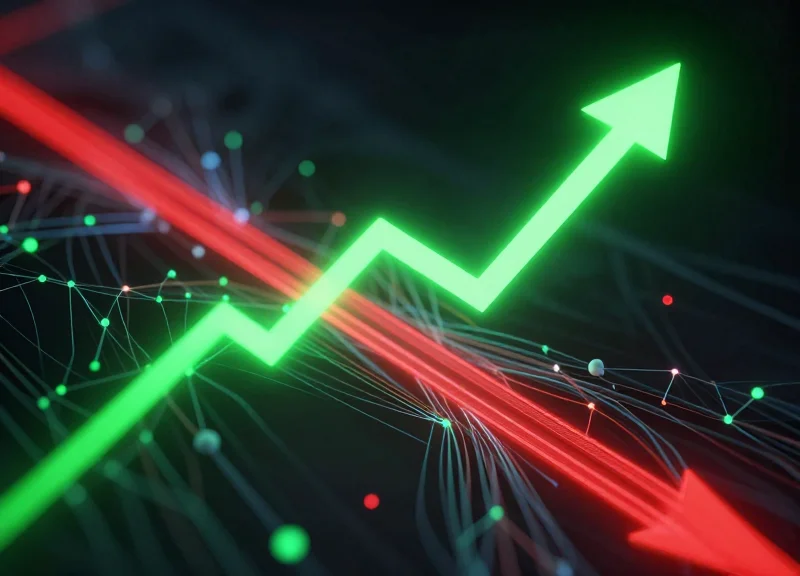 Abstract data visualization showing a significant decline in retail loss trends.
