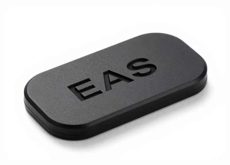 Close-up of a non-invasive security tag with a smooth finish and soft adhesive backing.