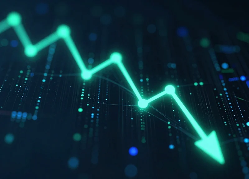 Abstract visualization of declining data streams representing the reduction of technical loss.