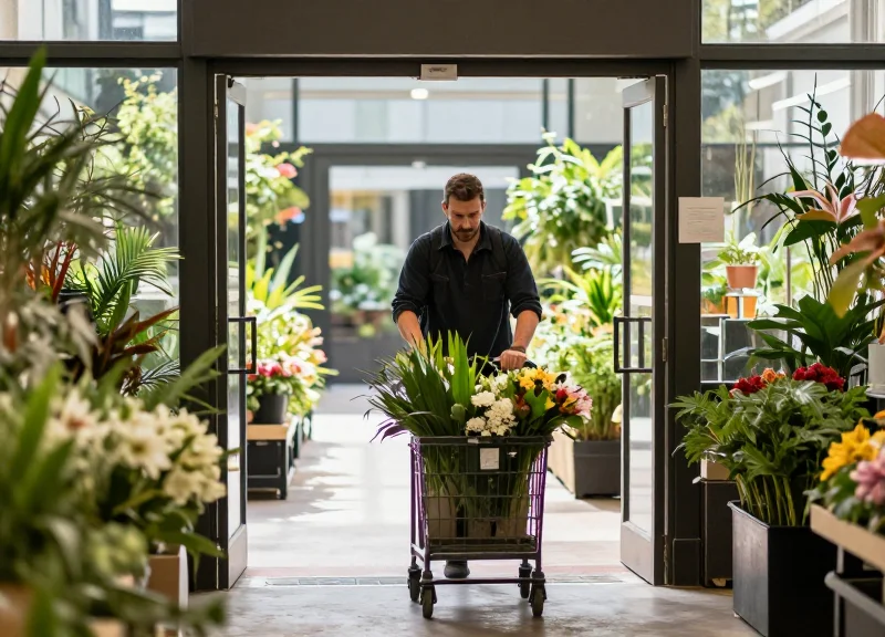 Customer shopping comfortably in a garden center with invisible security measures