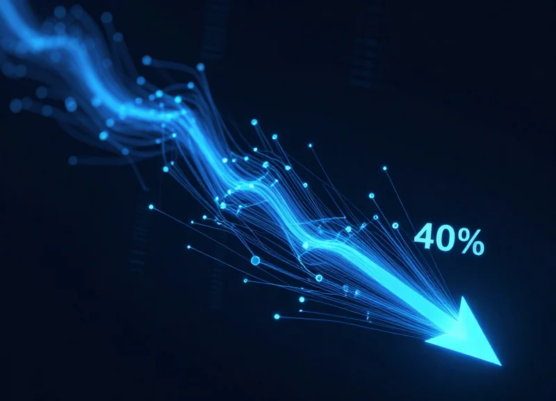 Abstract visualization of declining loss and increasing efficiency using glowing digital lines.