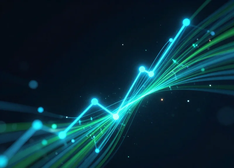 Abstract digital visualization of security nodes and rising data streams representing return on investment and loss prevention.