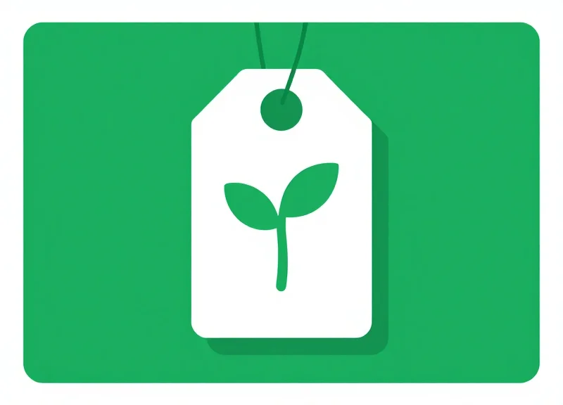 A vector illustration combining a green leaf and a security tag to represent eco-friendly tagging solutions.