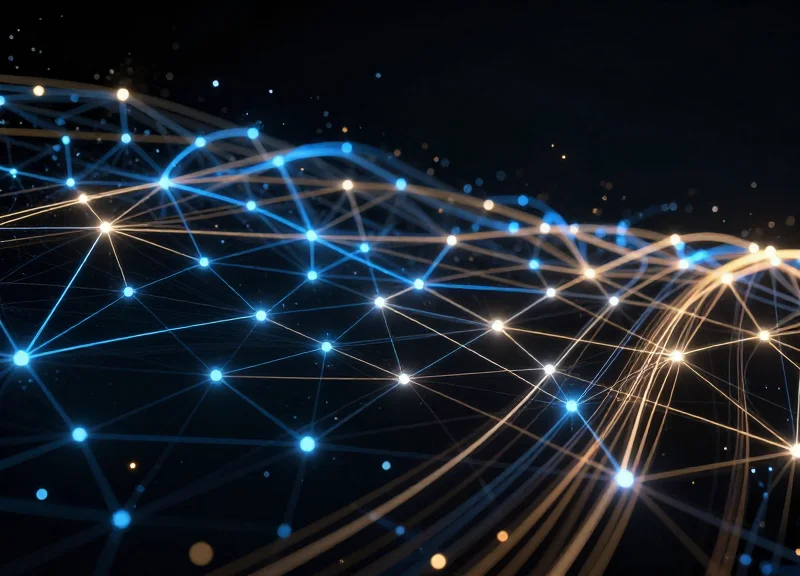 Abstract digital representation of AI-driven loss prevention and sensor fusion.