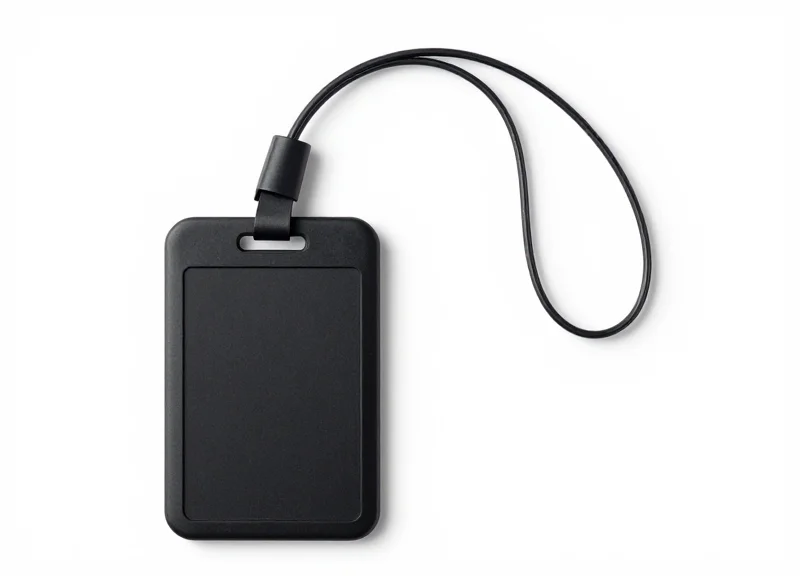 Close-up of a high-quality flexible lanyard security tag with a wire loop and plastic housing.