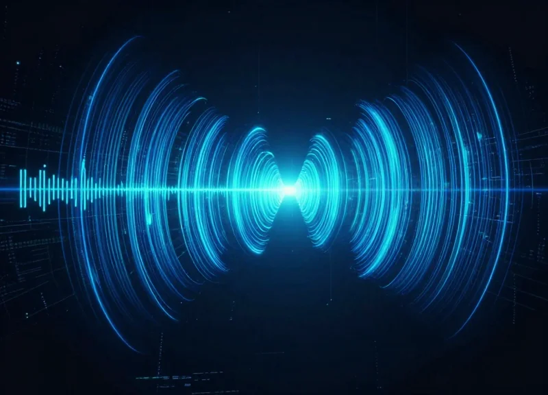 Abstract visualization of radio frequency waves as glowing blue pulses.