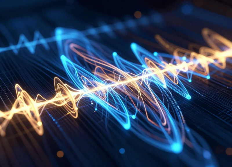 Abstract visualization of Acousto-Magnetic resonance waves.