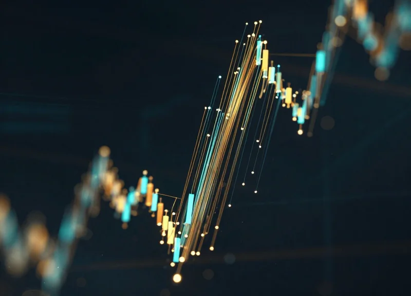 Abstract digital visualization of financial growth and data points representing total cost of ownership analysis.