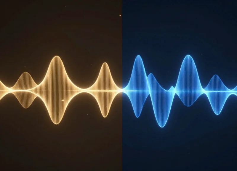 A visual comparison between AM and RF frequency wave patterns in a clean layout.