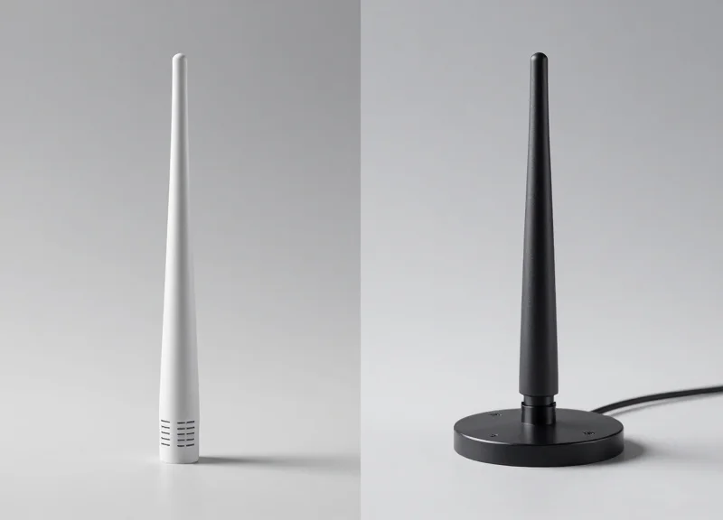 Side-by-side comparison of AM and RF security antenna designs for medical environments.