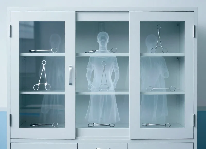 A surrealist artistic representation of medical supply loss within a hospital setting.