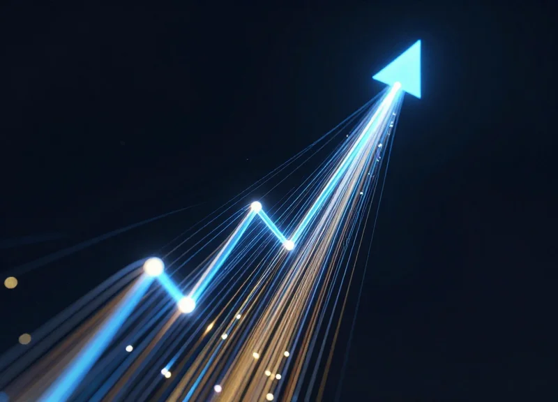 Abstract visualization of rising ROI and financial growth in a healthcare context.