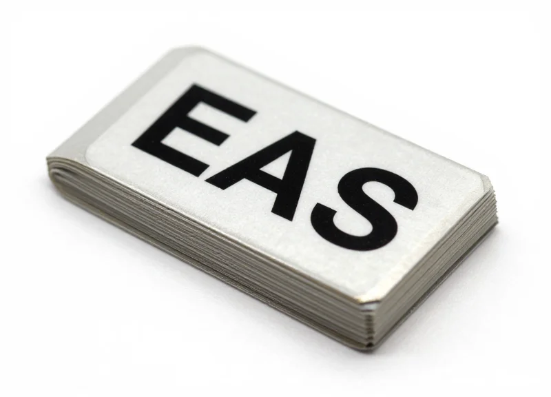 A thick, reinforced anti-bite EAS security label showing its industrial construction.
