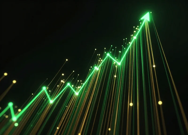 Abstract digital visualization of profit growth and security efficiency nodes.