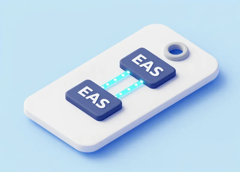 Isometric 3D model showing the internal components of a dual-technology EAS and RFID security tag.