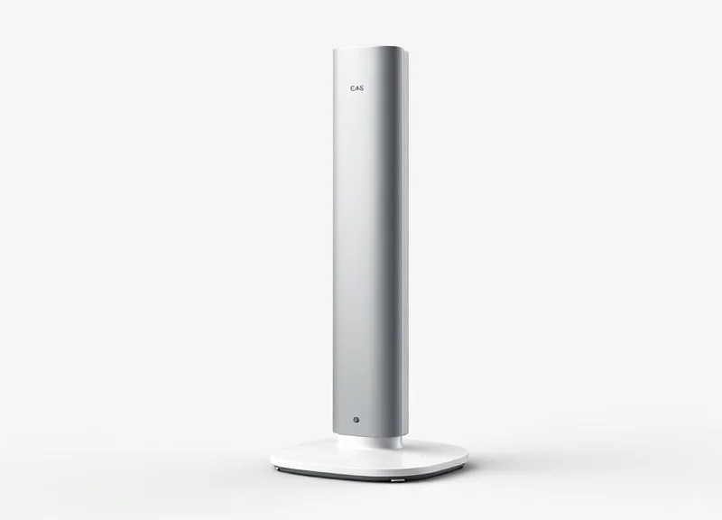 A sleek modern EAS security antenna pedestal on a white background