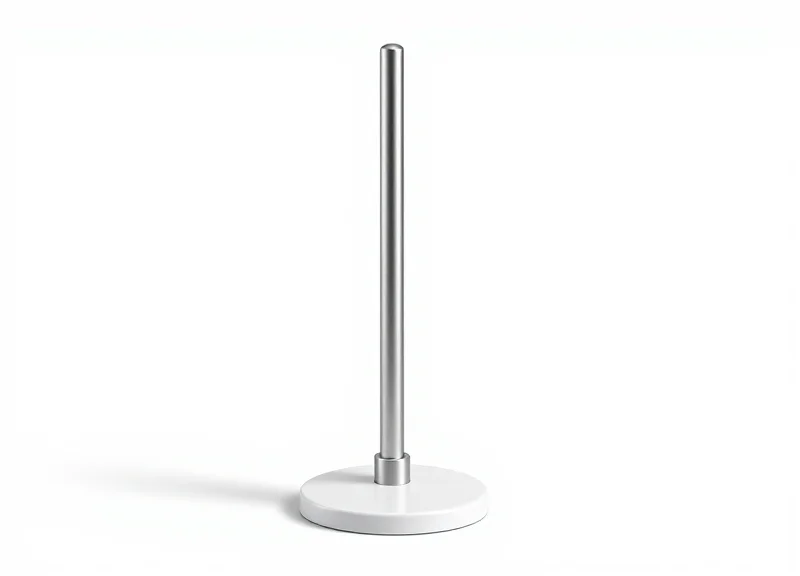 A modern slim-line EAS security pedestal on a white background.