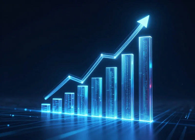 Abstract 3D representation of financial growth and return on investment.