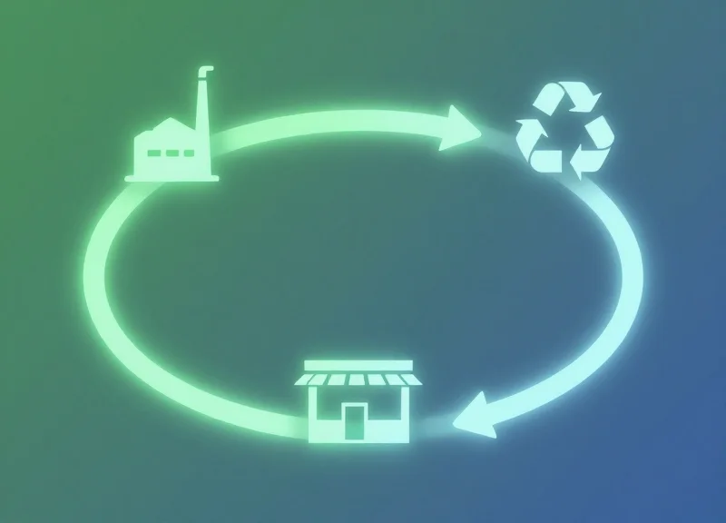 Abstract artistic visualization of a product lifecycle in a circular economy.