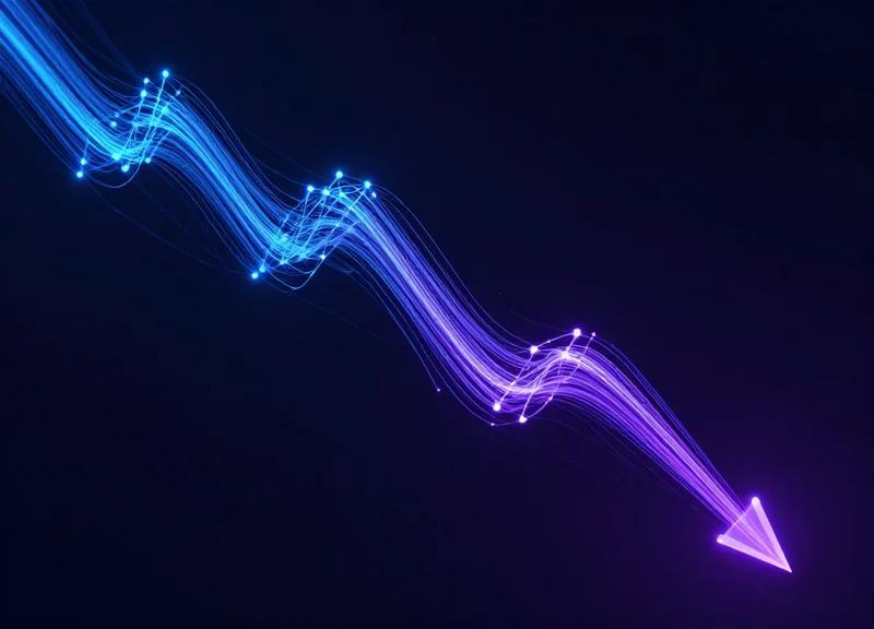 Abstract visualization of data flowing downward representing a reduction in shrinkage.