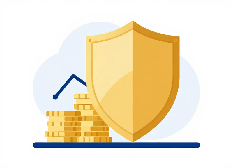 Flat vector illustration of a shield protecting assets, representing ROI and margin defense.