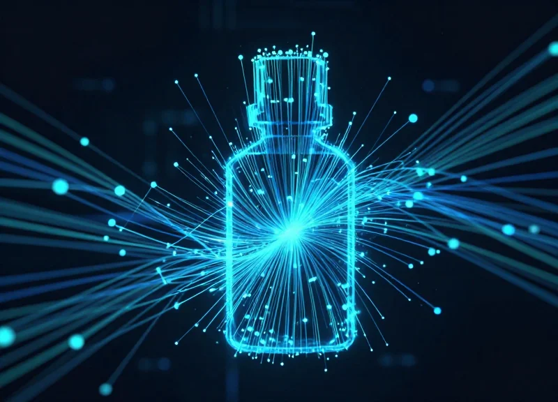 Abstract digital data visualization representing RFID inventory tracking