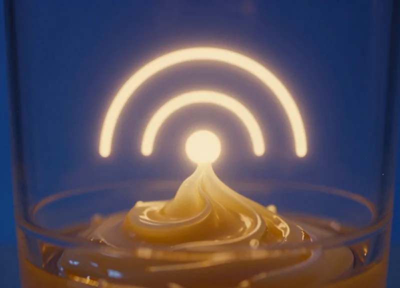 Abstract art representing radio frequency signals passing through viscous liquid