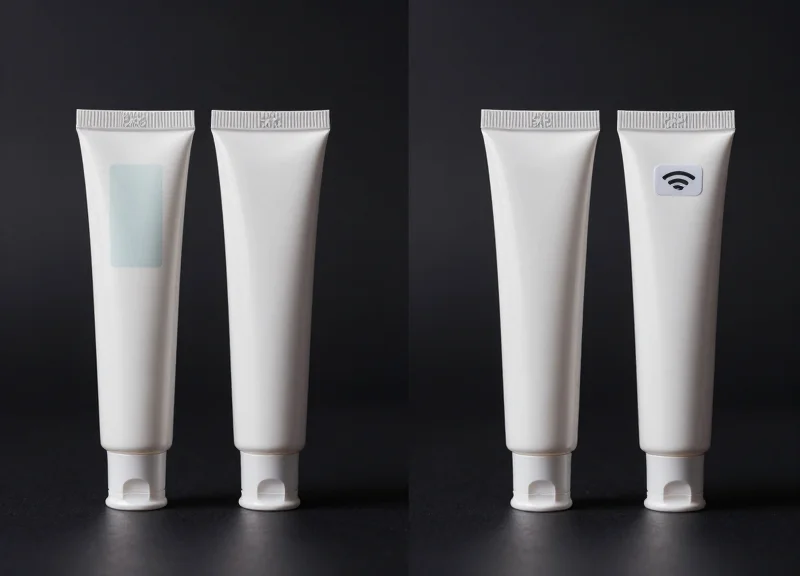 Side-by-side comparison of RFID and EAS security technologies on packaging