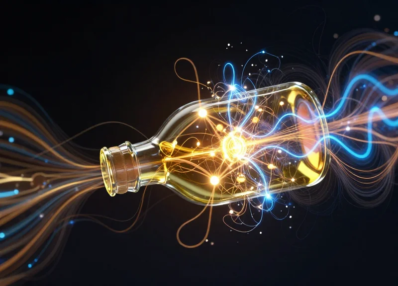 Abstract visualization of electromagnetic signals passing through a liquid container
