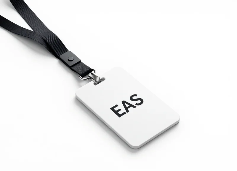 A modern lanyard EAS security tag with a smooth loop design on a pure white background