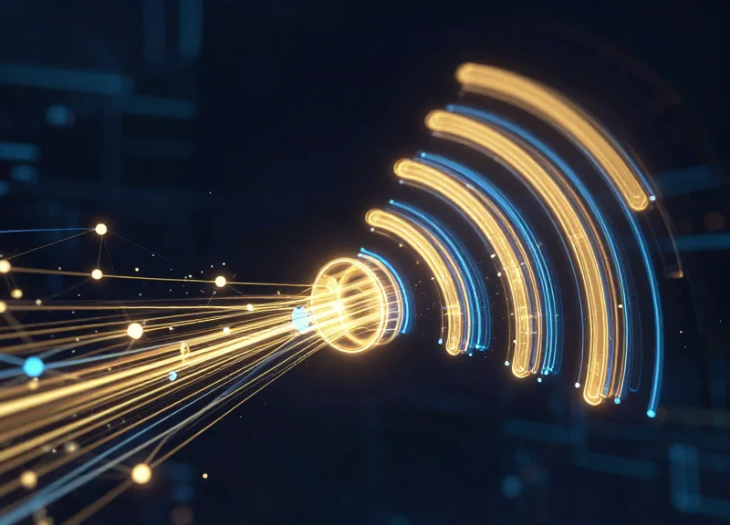 Abstract digital data visualization representing RFID signals and inventory intelligence