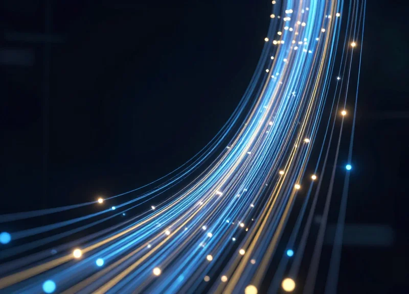 Abstract digital visualization of financial growth and data streams representing return on investment.