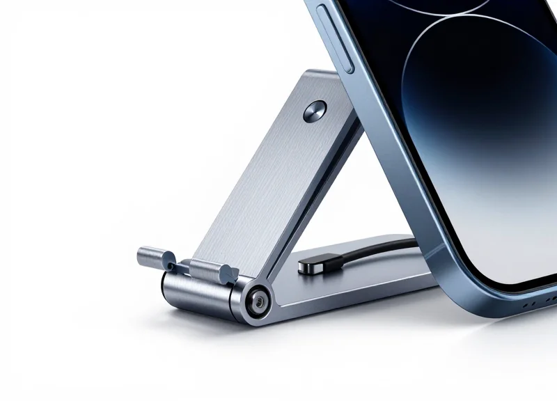 Modern security display stand with integrated mechanical and electronic components.
